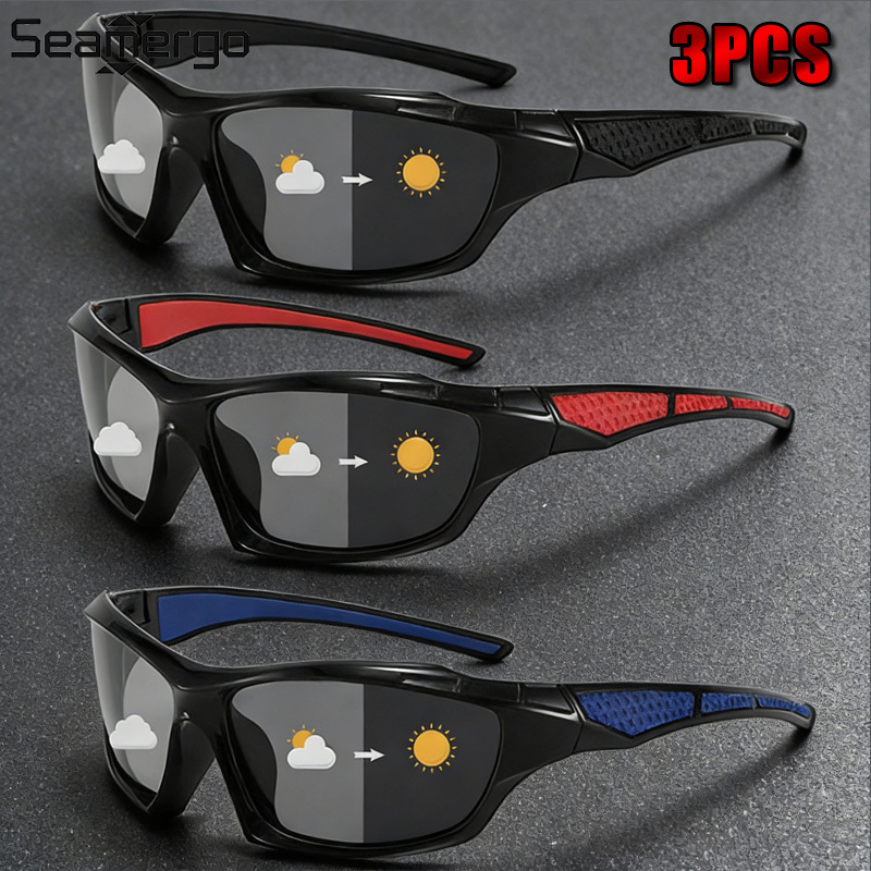 Fishing Sunglasses Polarized - SEAMERGO 3/5PCS Sports Photochromic Polarized Cycling