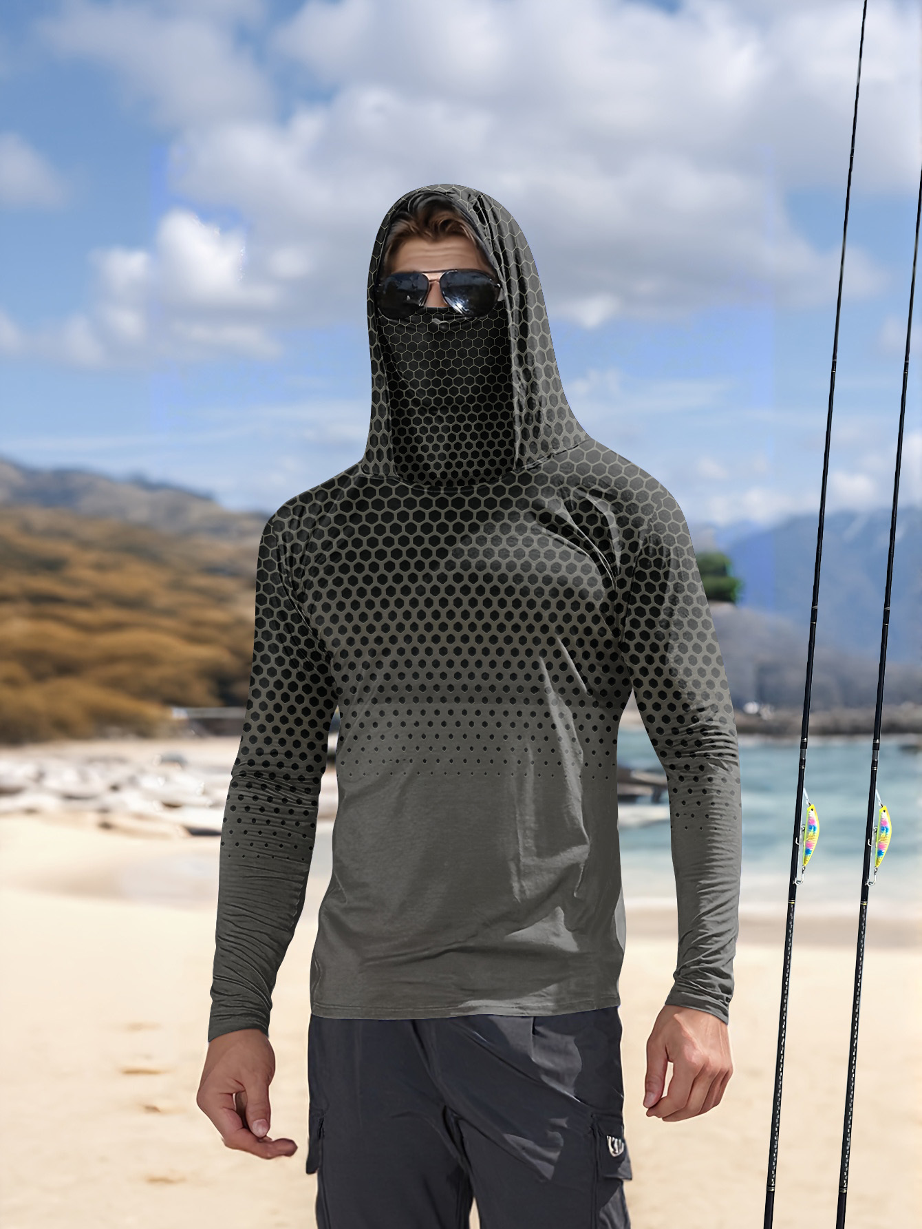 Men Hood Fishing Shirt long sl - огляд і ціна Fishing Shirt Uv Protection